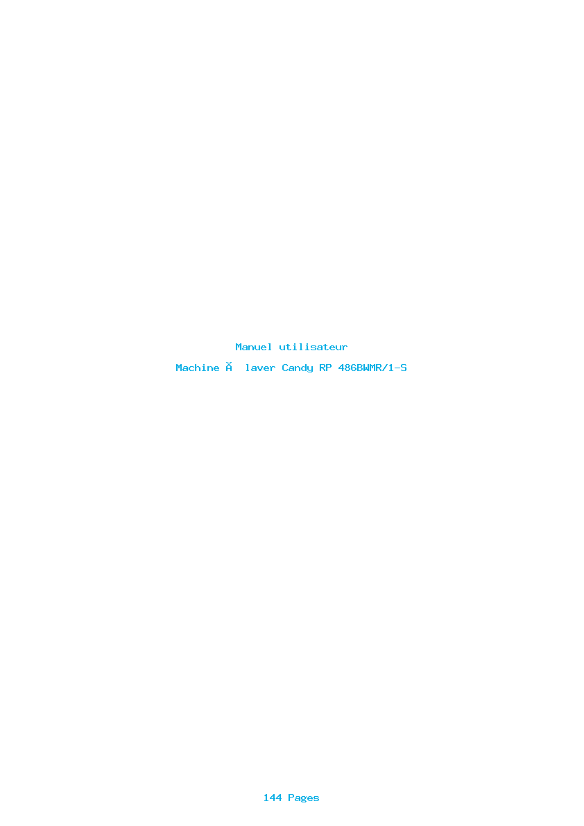 Page 1 de la notice Manuel utilisateur Candy RP 486BWMR/1-S