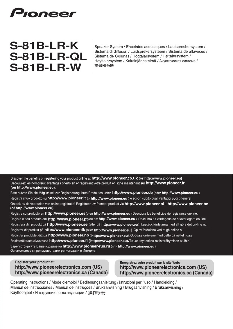 Página 1 del manual Manual de usuario Pioneer S-81B-LR-QL