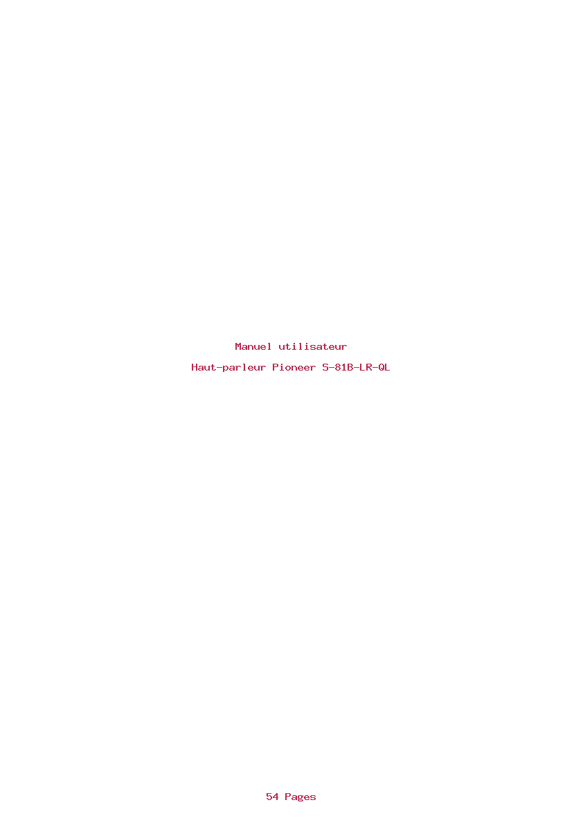 Page 1 de la notice Manuel utilisateur Pioneer S-81B-LR-QL