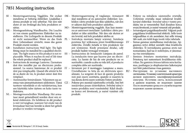 Page 1 de la notice Manuel utilisateur Konstsmide Matera