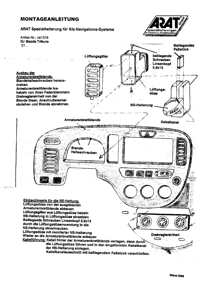 Page 1 de la notice Manuel utilisateur Arat NS1318