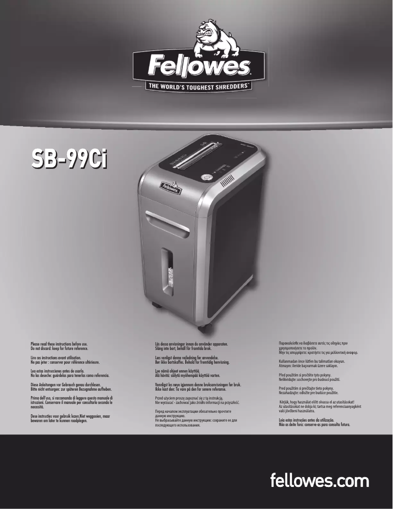 Page 1 de la notice Manuel utilisateur Fellowes Powershred SB-99Ci