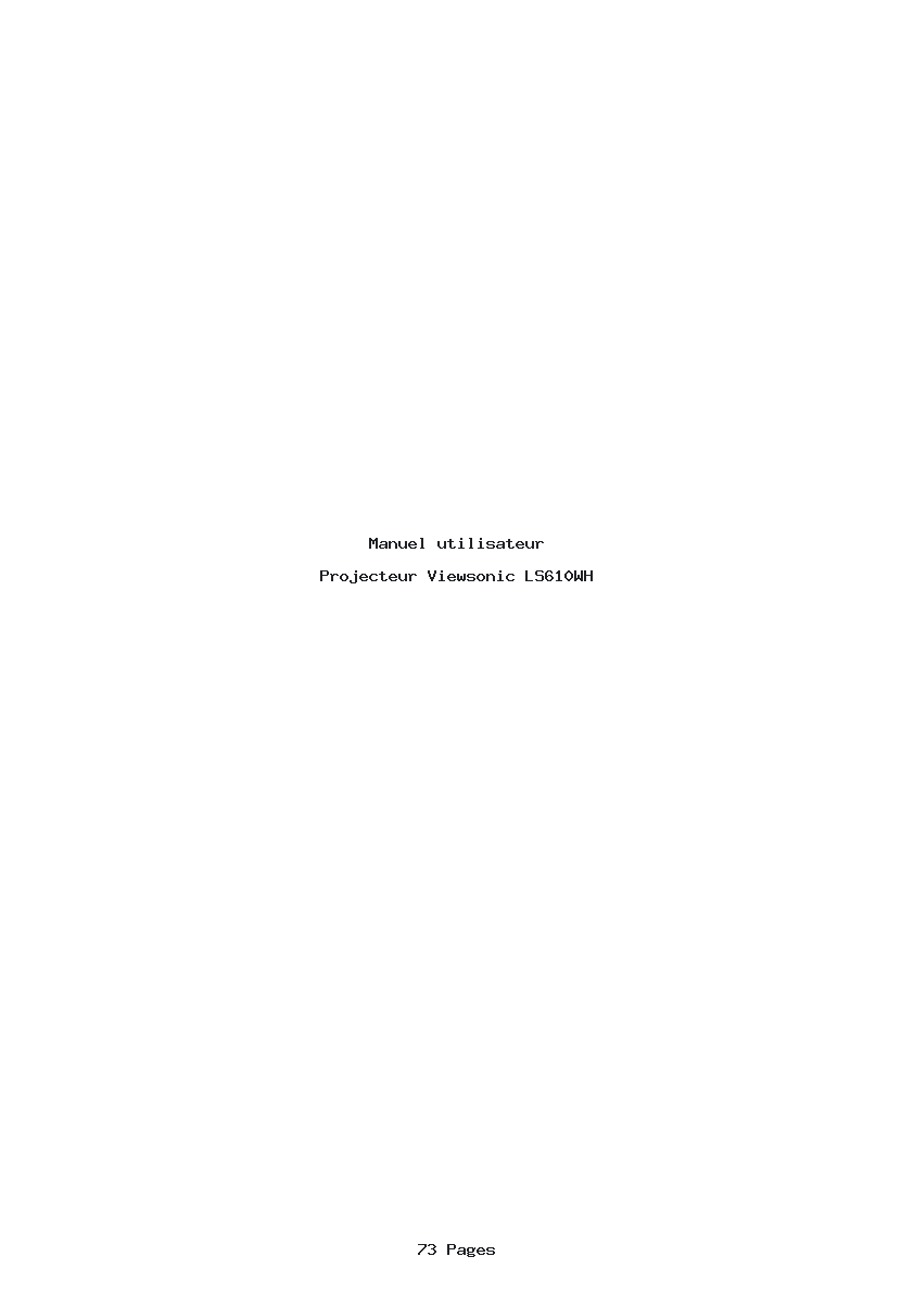 Page 1 de la notice Manuel utilisateur Viewsonic LS610WH