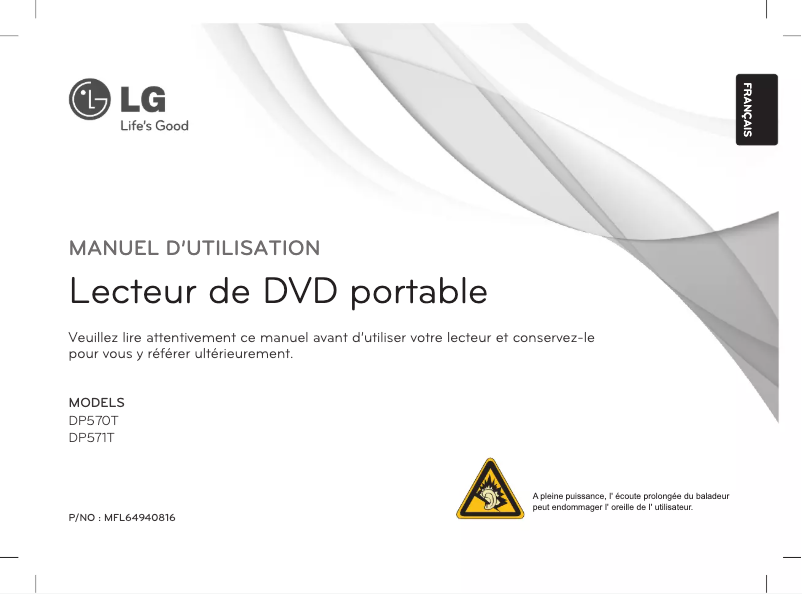 Page 1 de la notice Manuel utilisateur LG DP571T