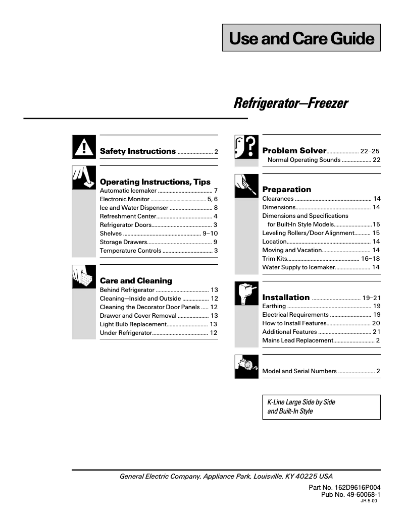 Page n°1 - Manuel utilisateur GE Profile TFK28PFDWW
