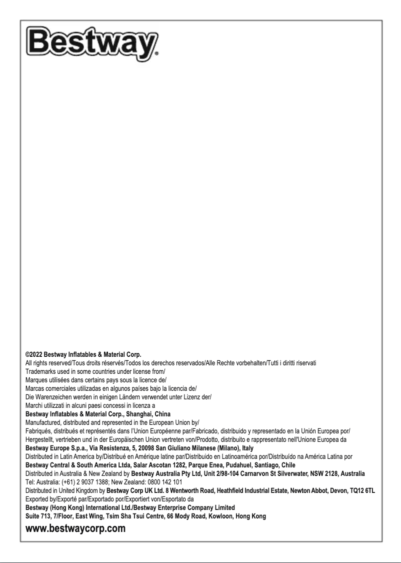 Page 1 de la notice Manuel utilisateur Bestway 21062