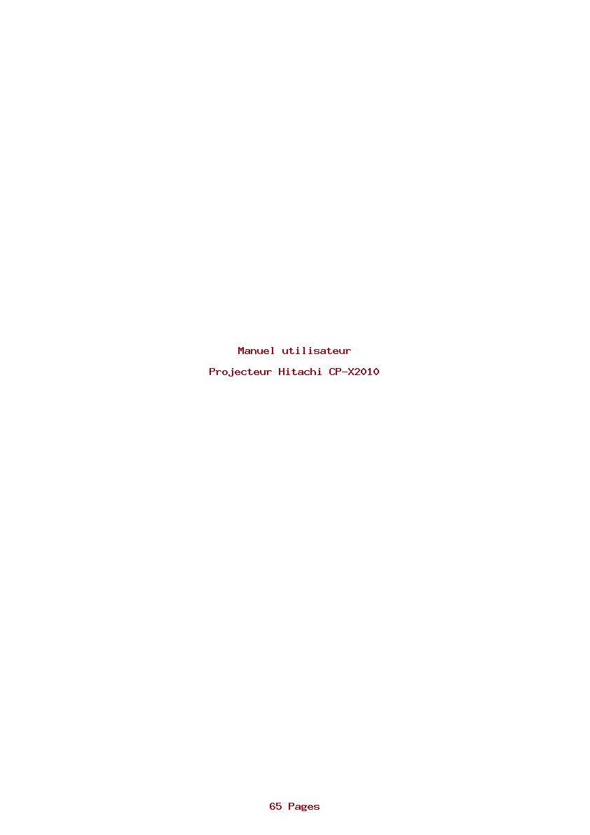 Page 1 de la notice Manuel utilisateur Hitachi CP-X2010