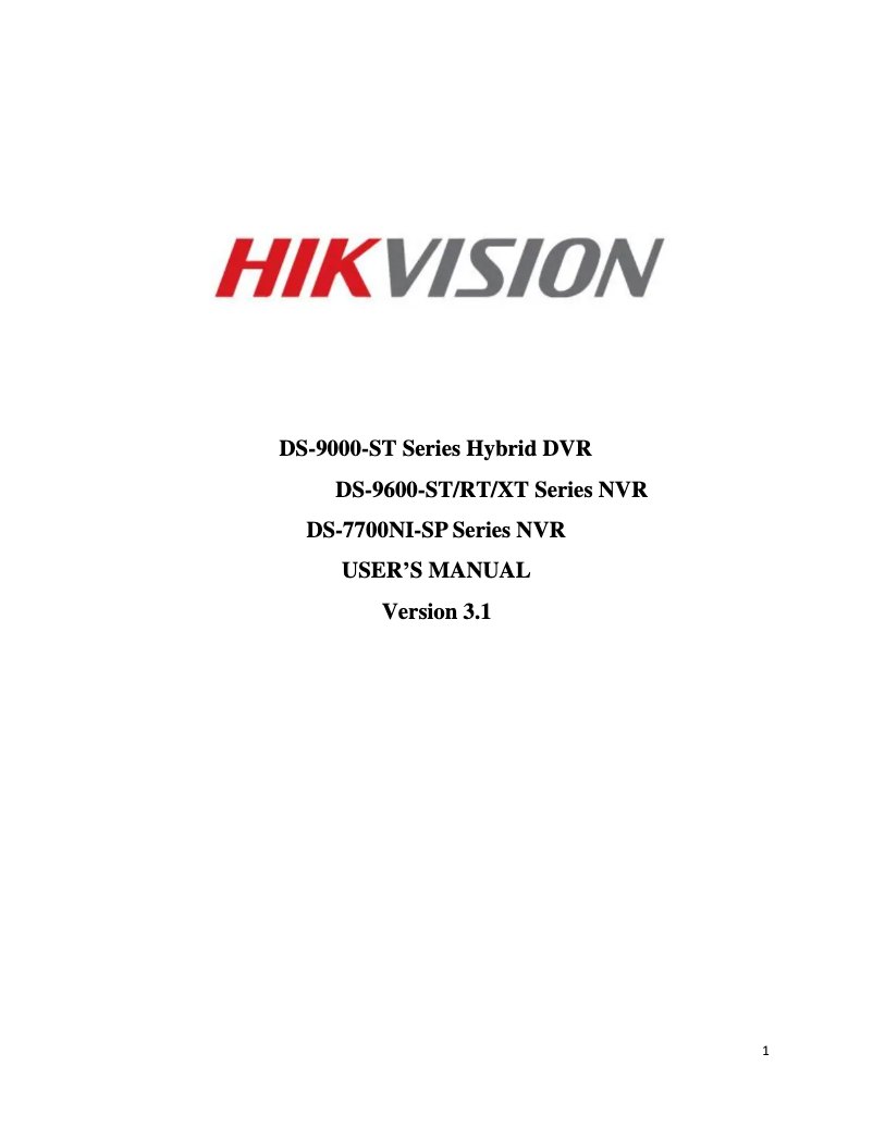 Page 1 de la notice Manuel utilisateur Hikvision DS-7716NI-SP