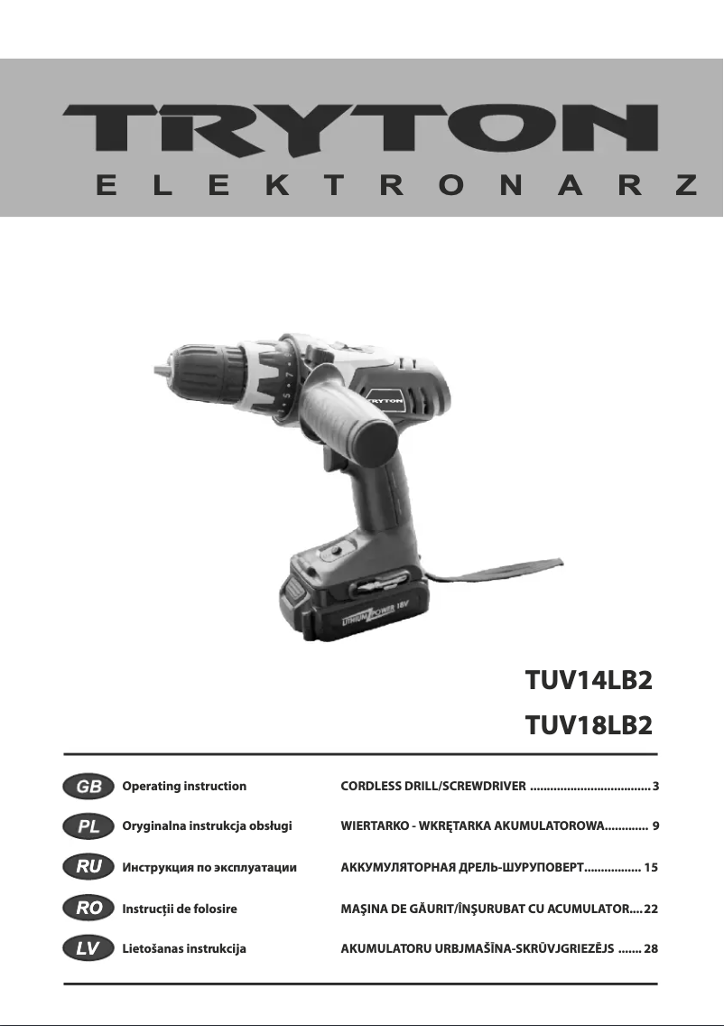 Page 1 de la notice Manuel utilisateur Tryton TUV14LB2