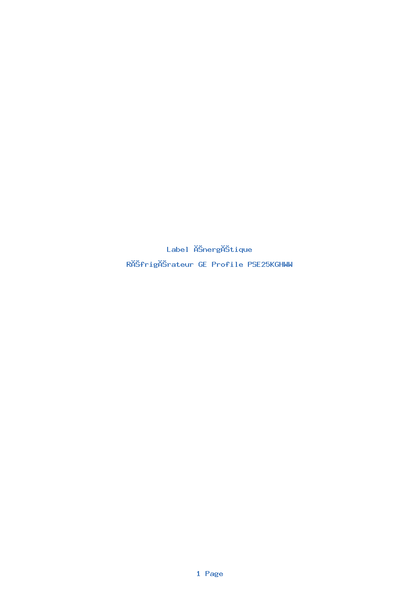 Image de la première page du manuel de l'appareil Profile PSE25KGHWW