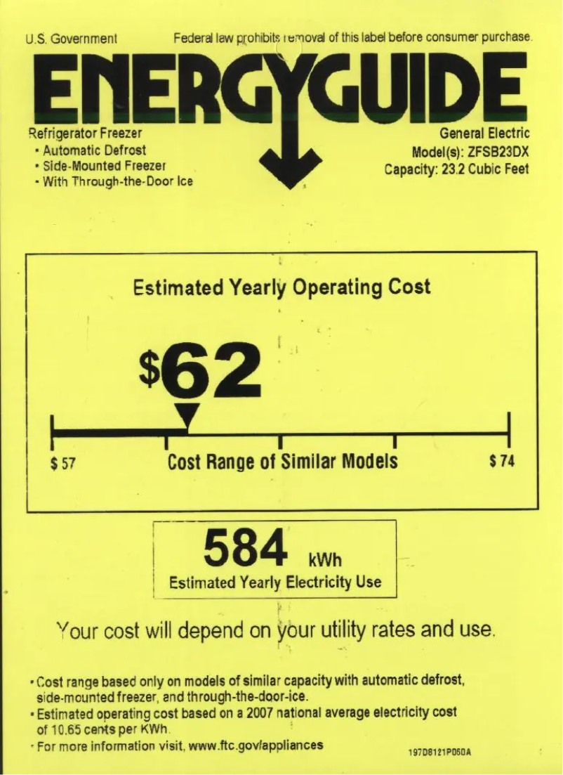 Página 1 del manual Etiqueta energética GE ZFSB23DXSS