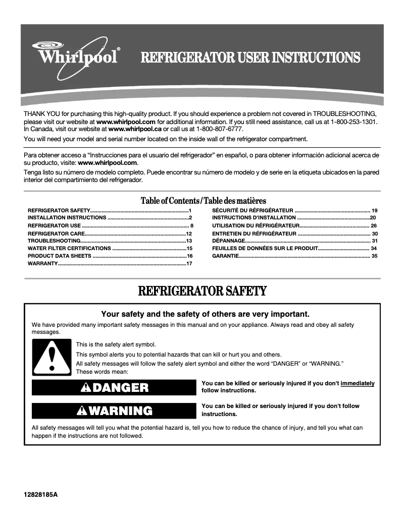 Page 1 de la notice Manuel utilisateur Whirlpool GI6FDRXXQ