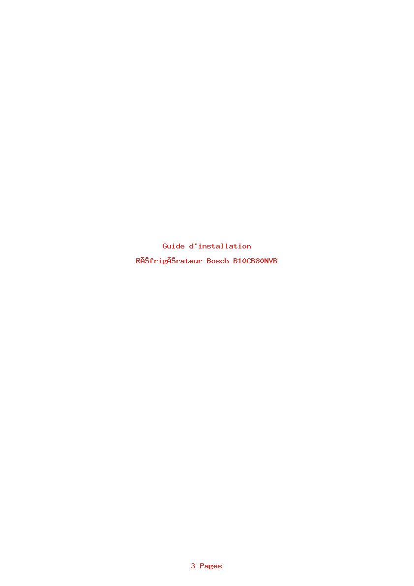 Page 1 de la notice Guide d'installation Bosch B10CB80NVB