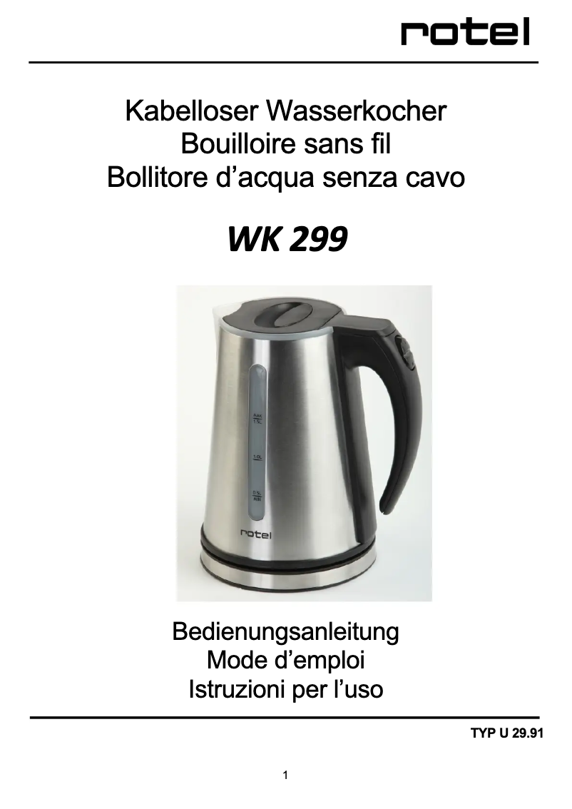 Page 1 de la notice Manuel utilisateur Rotel WK 299