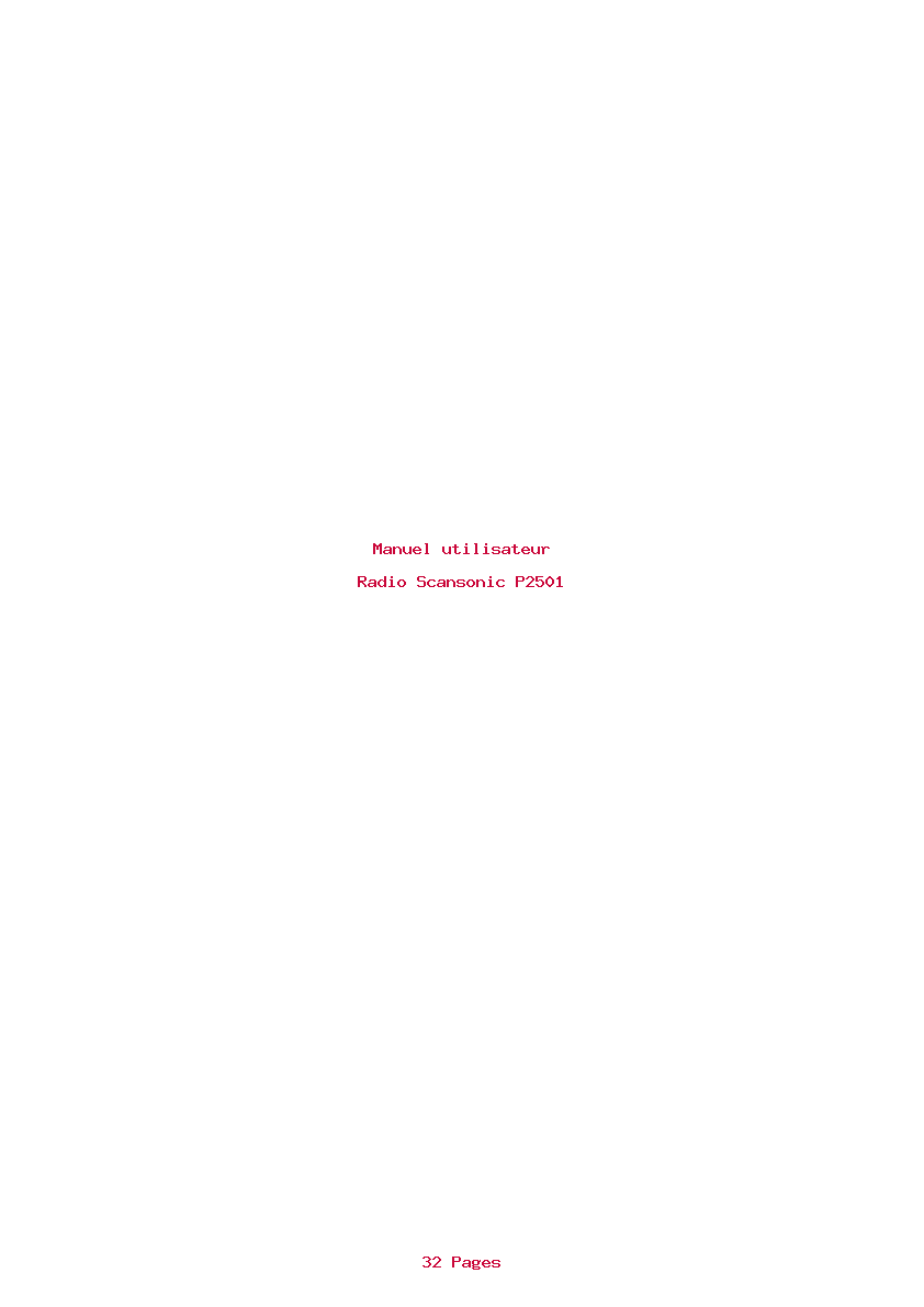 Page 1 de la notice Manuel utilisateur Scansonic P2501