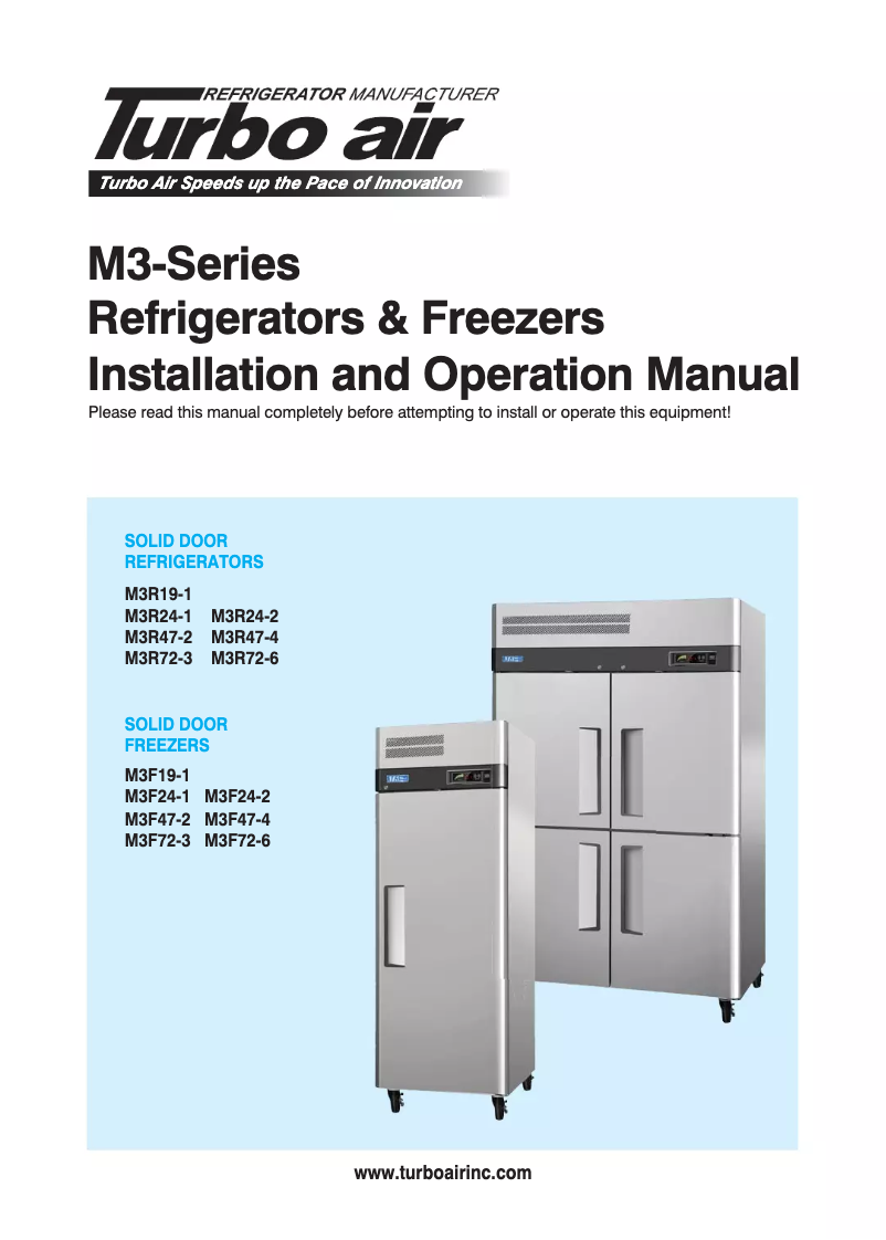 Página 1 del manual Manual de uso y mantenimiento Turbo air M3R24-1