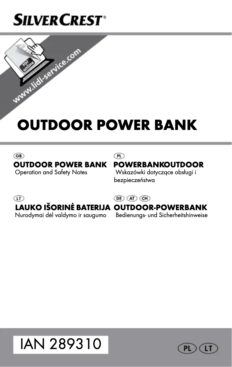 Page 1 de la notice Manuel utilisateur SilverCrest IAN 289310