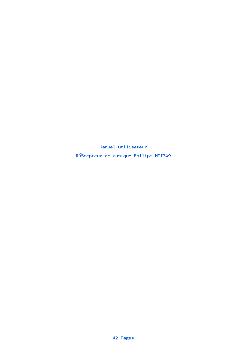 Page 1 de la notice Manuel utilisateur Philips MCI300
