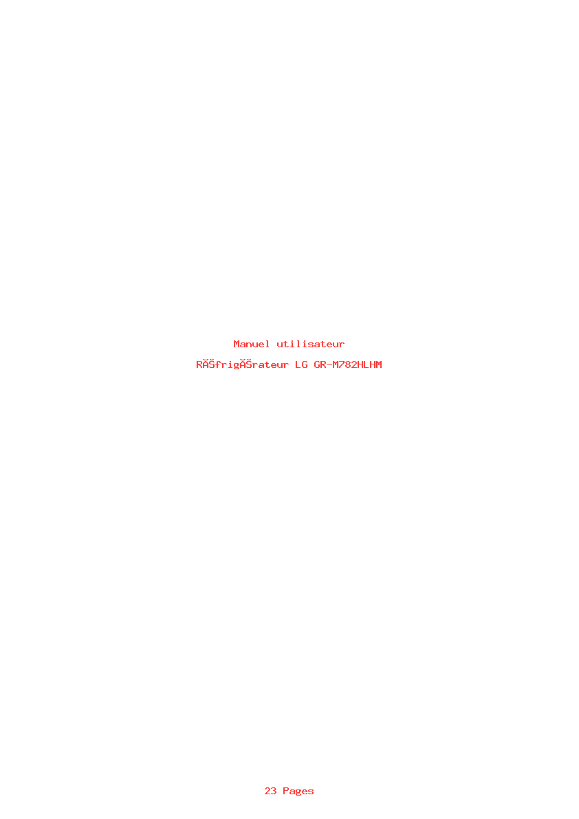 Page 1 de la notice Manuel utilisateur LG GR-M782HLHM