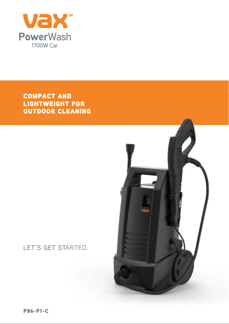 Page 1 of the manual User Manual Vax PowerWash VPW1