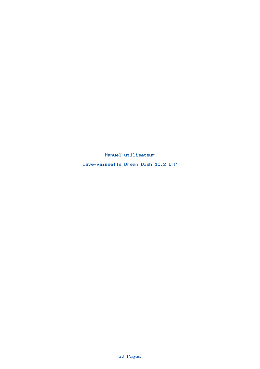 Page 1 de la notice Manuel utilisateur Drean Dish 15.2 DTP