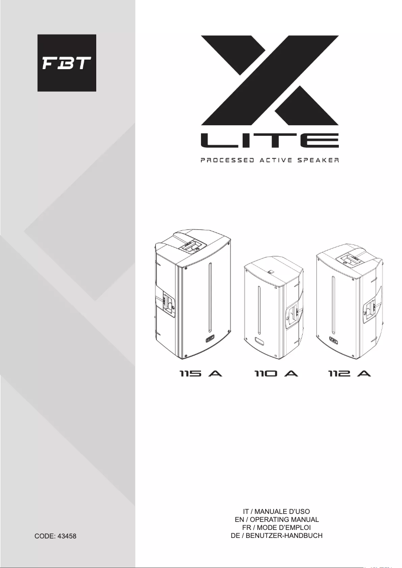 Page 1 de la notice Manuel utilisateur FBT X-Lite 112A