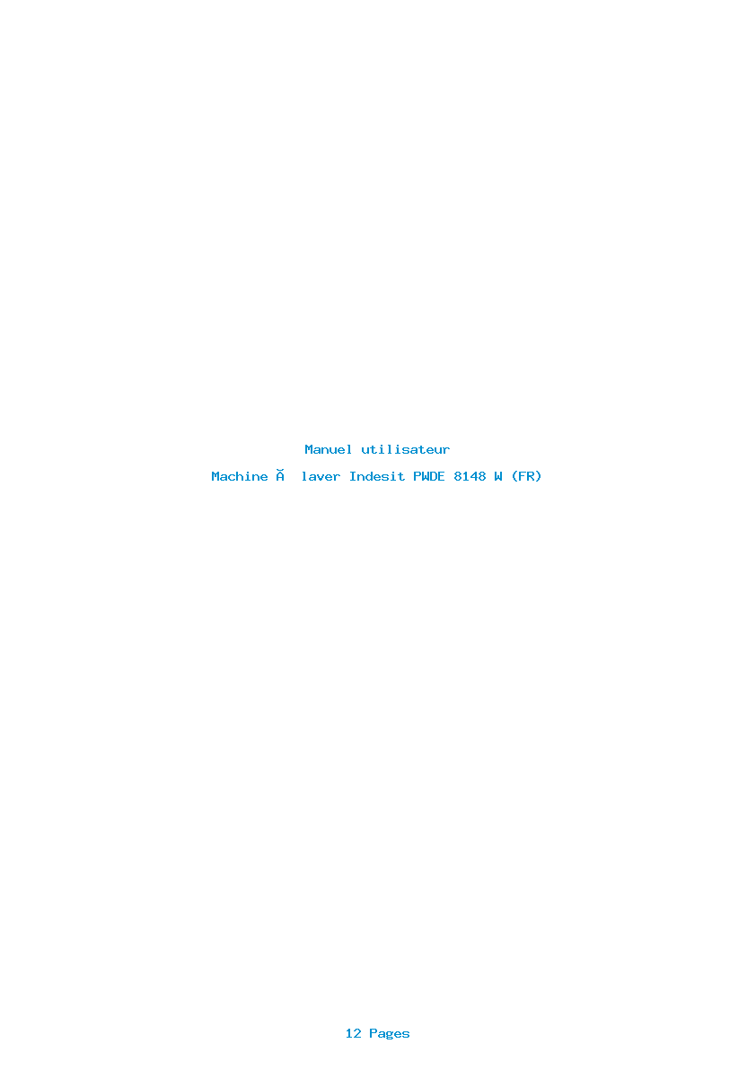 Page 1 de la notice Manuel utilisateur Indesit PWDE 8148 W (FR)