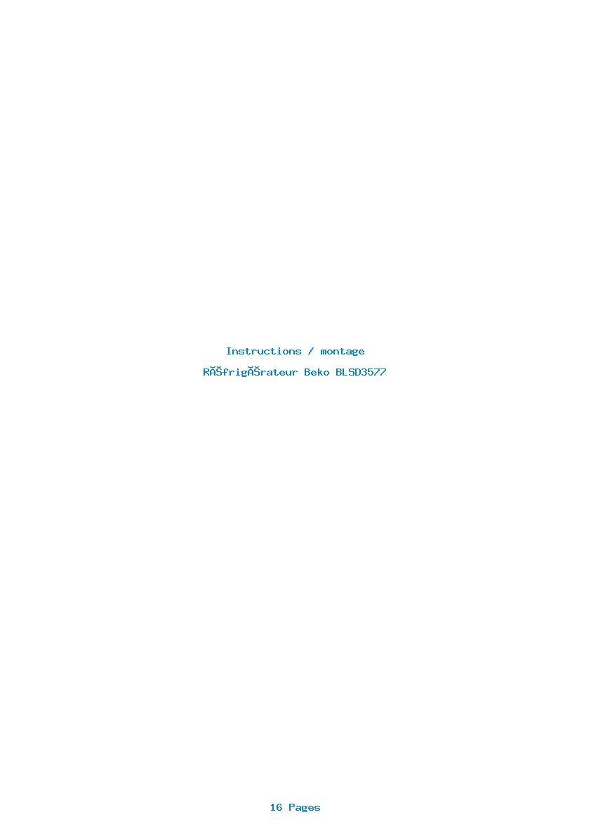 Page 1 de la notice Instructions / montage Beko BLSD3577