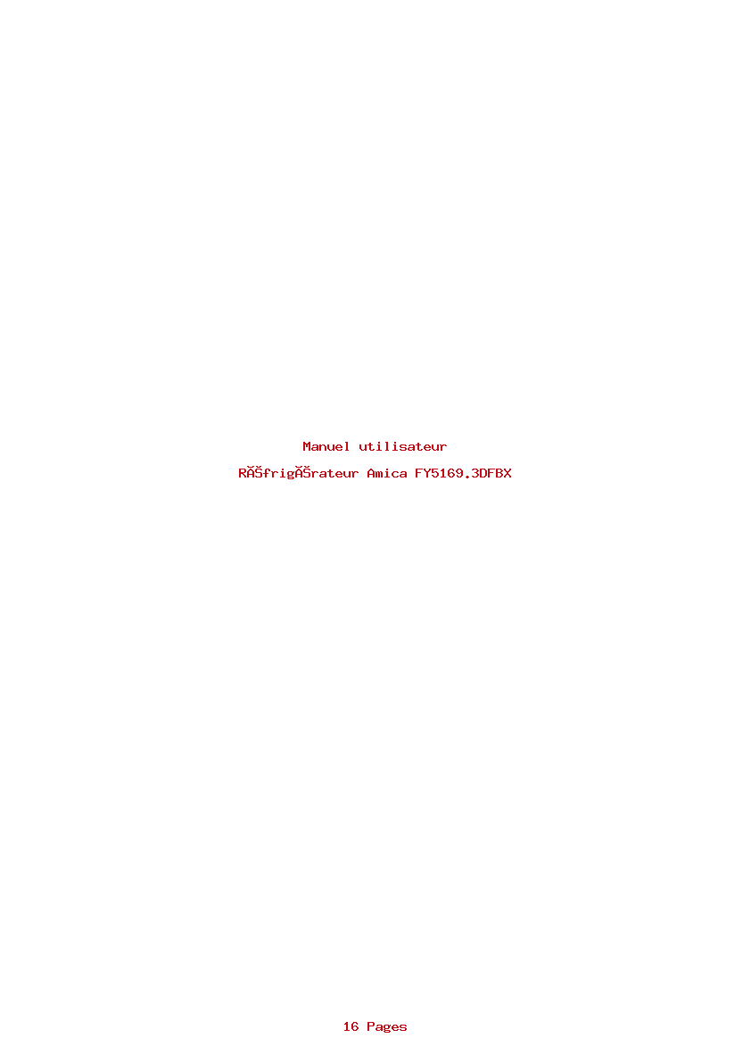 Page 1 de la notice Manuel utilisateur Amica FY5169.3DFBX