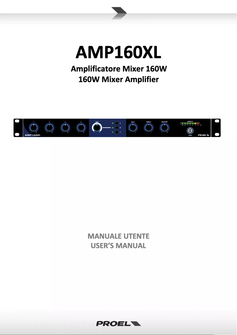 Page 1 de la notice Manuel utilisateur Proel AMP160XL