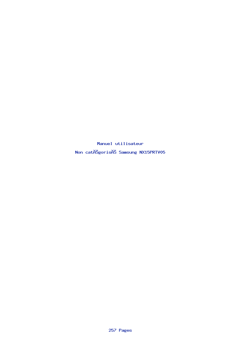 Page 1 de la notice Manuel utilisateur Samsung NX15PRTV05