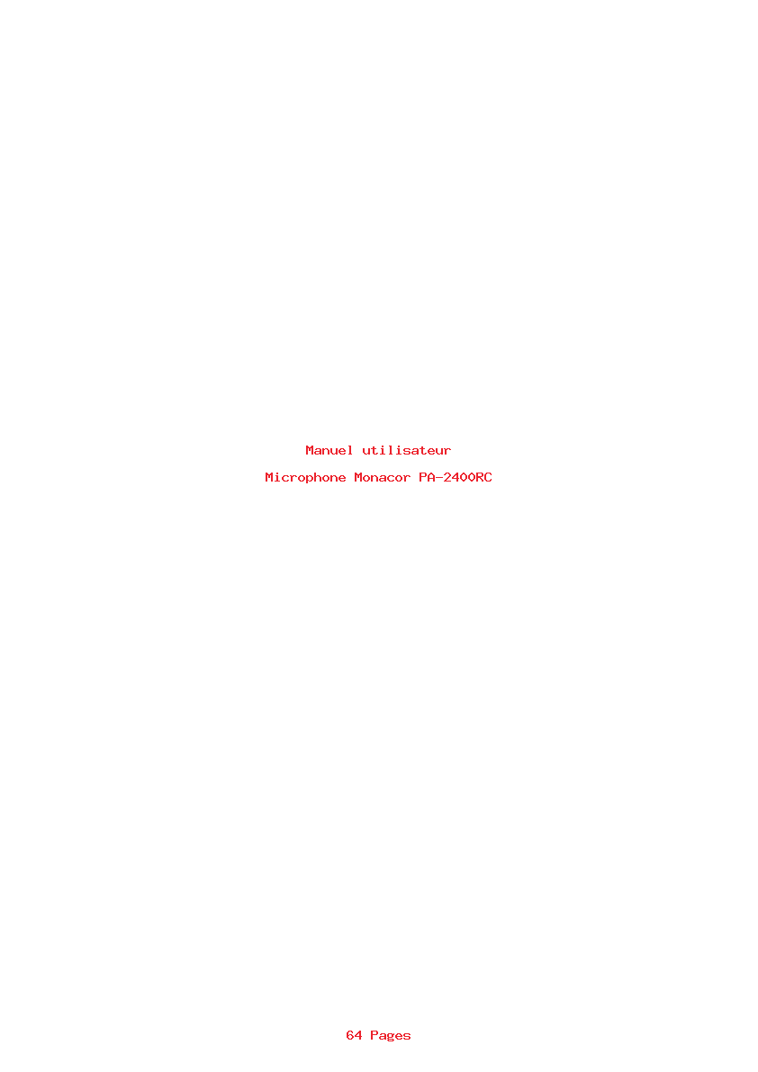Page 1 de la notice Manuel utilisateur Monacor PA-2400RC