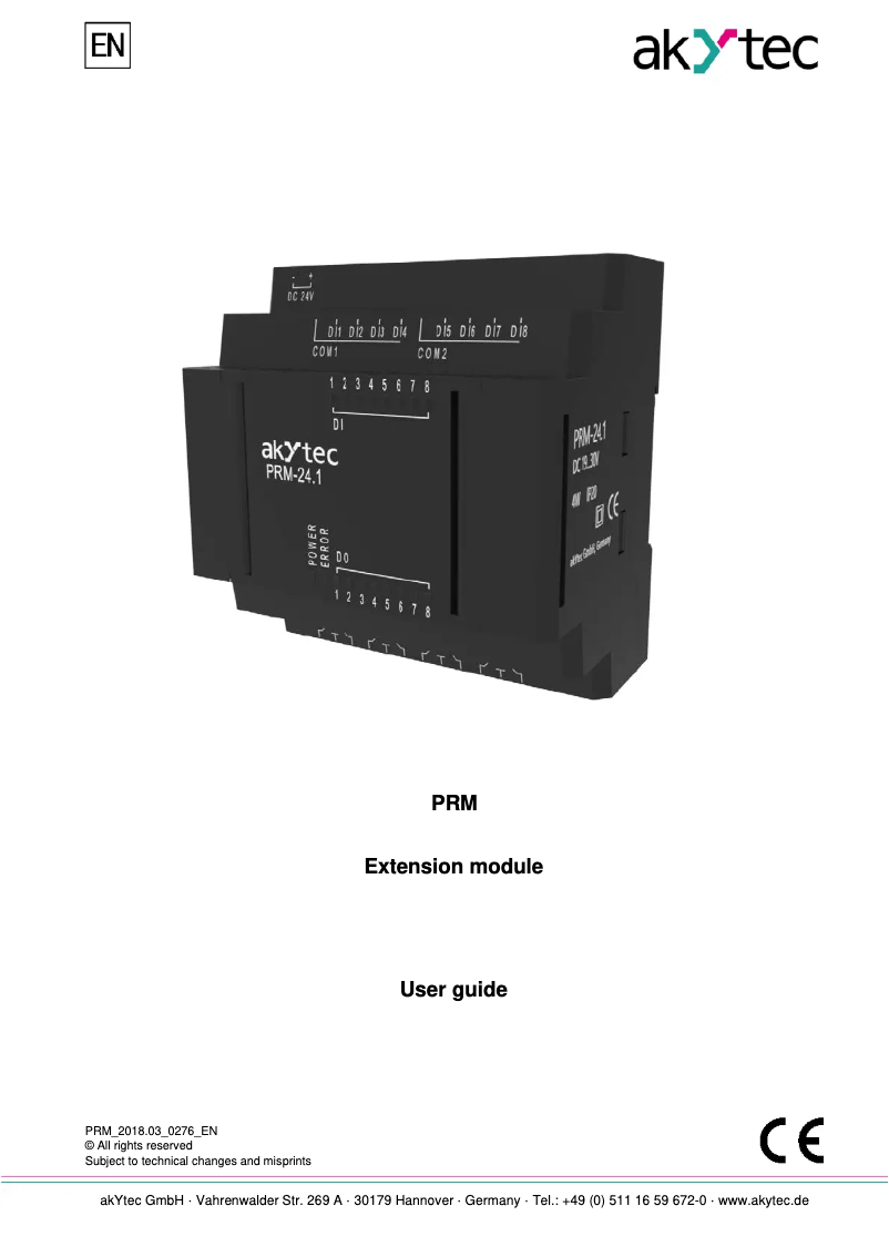 Página 1 del manual Manual de usuario akYtec PRM-24.1