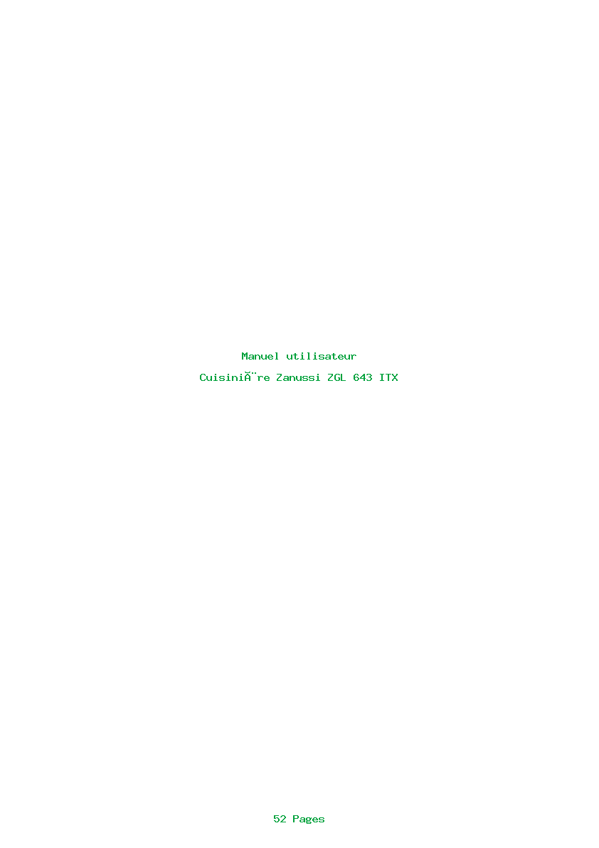 Page 1 de la notice Manuel utilisateur Zanussi ZGL 643 ITX