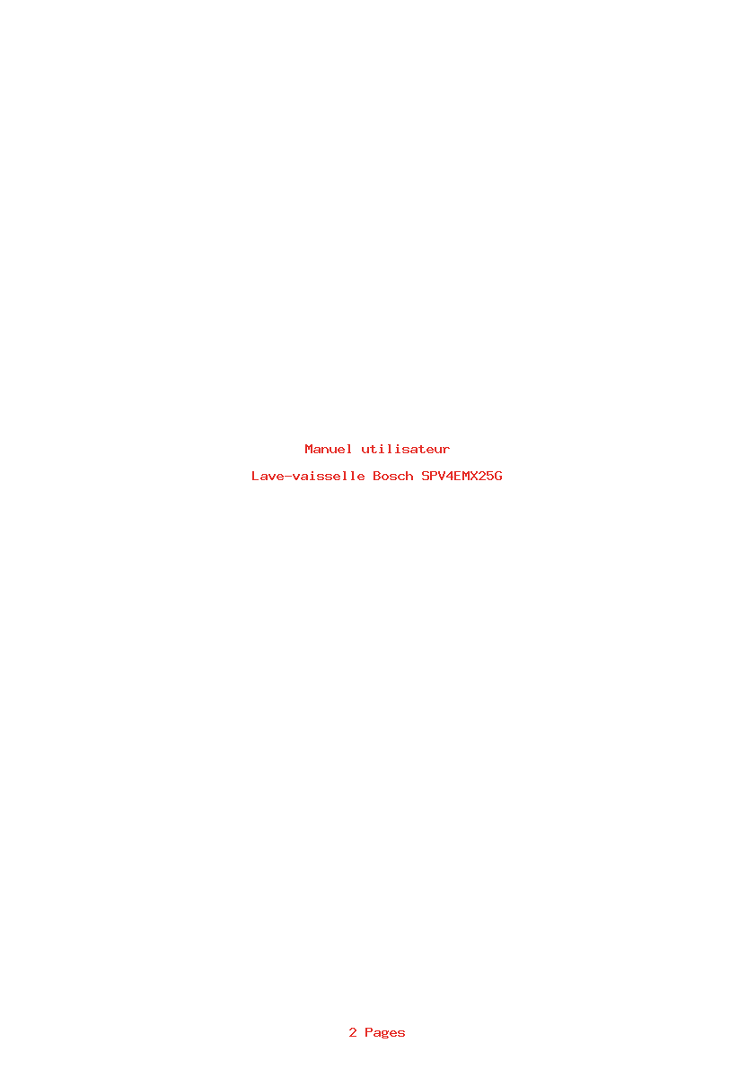 Page 1 de la notice Manuel utilisateur Bosch SPV4EMX25G