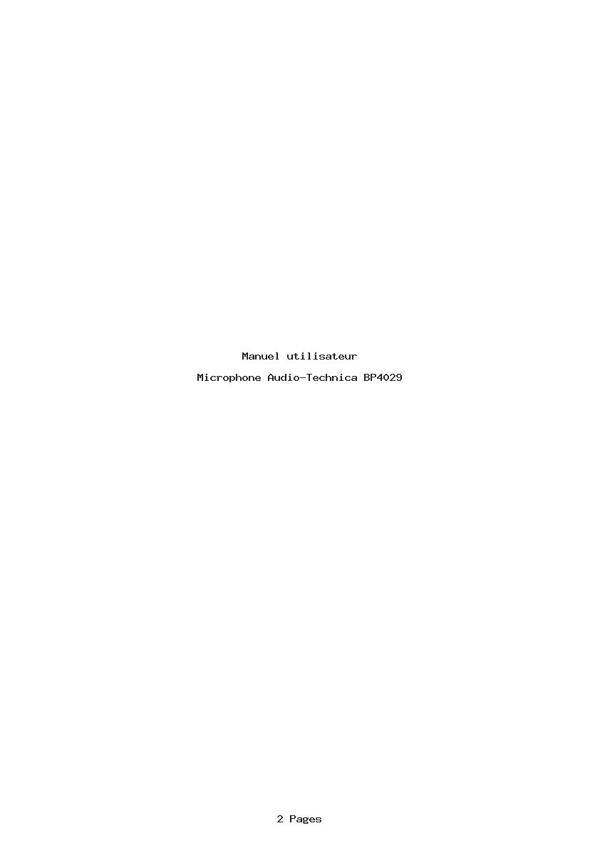 Page 1 de la notice Manuel utilisateur Audio-Technica BP4029