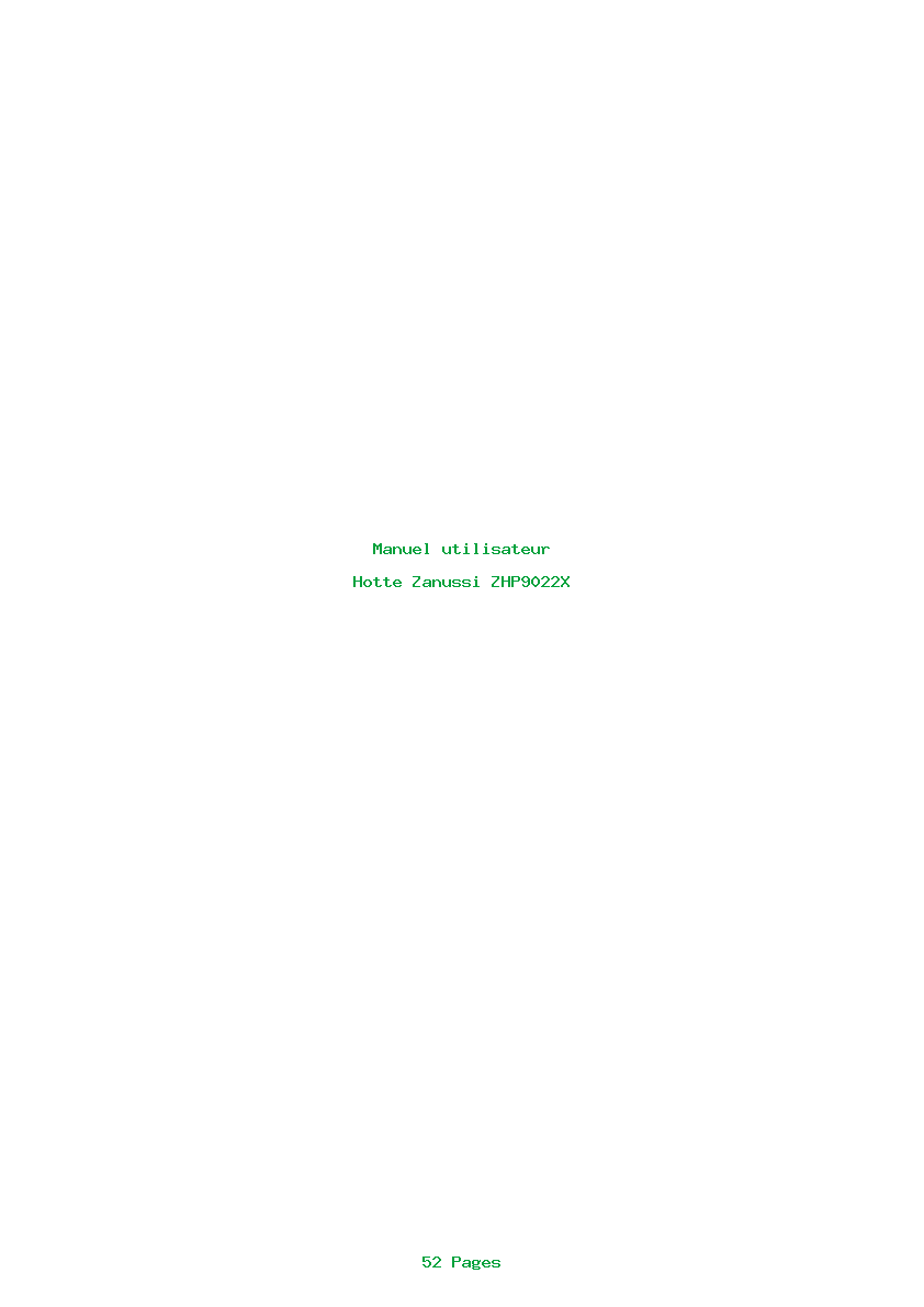 Page 1 de la notice Manuel utilisateur Zanussi ZHP9022X