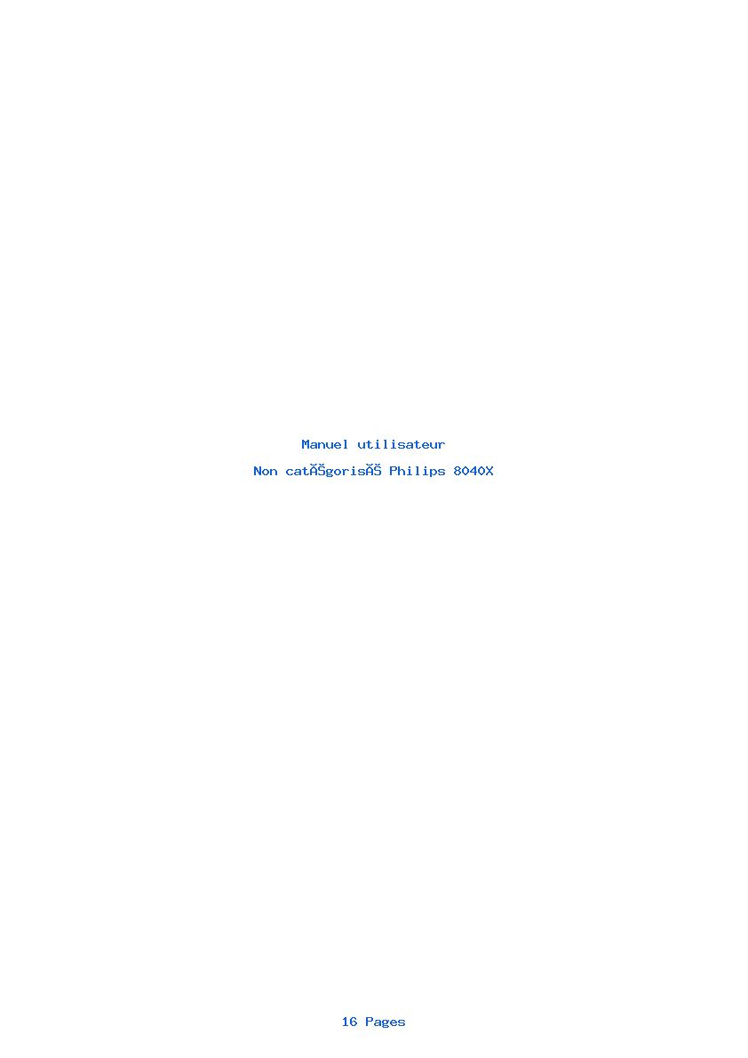 Page 1 de la notice Manuel utilisateur Philips 8040X