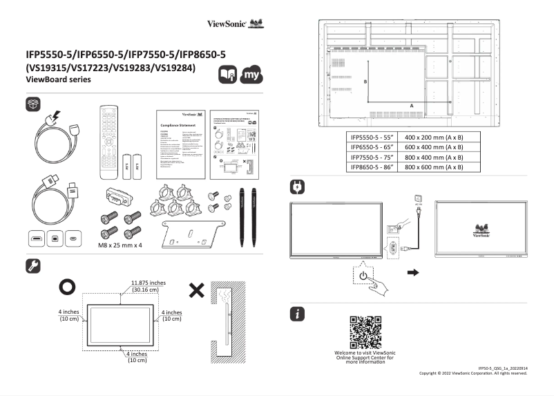 Página 1 del manual Guía de inicio rápido Viewsonic ViewBoard 6550-5F