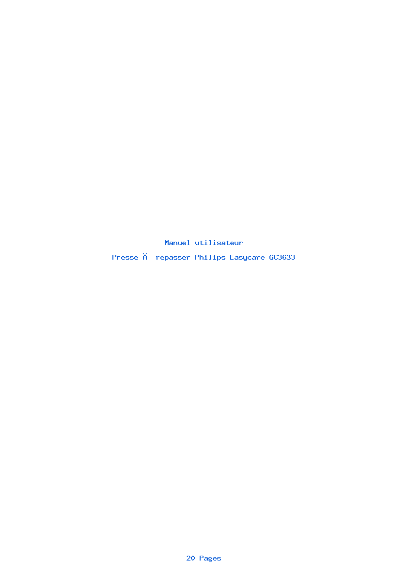 Page 1 de la notice Manuel utilisateur Philips Easycare GC3633
