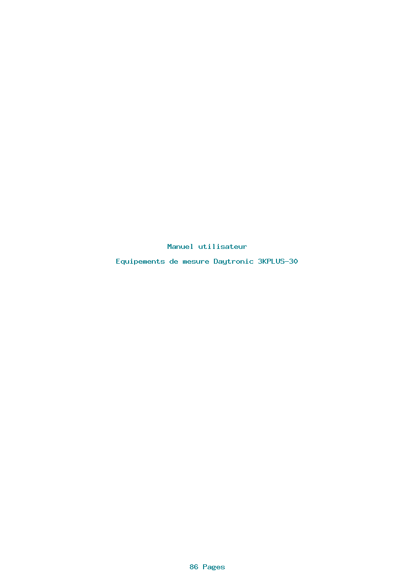 Page 1 de la notice Manuel utilisateur Daytronic 3KPLUS-30