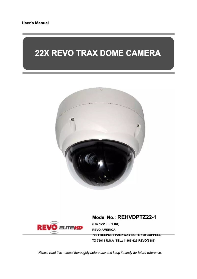 Page 1 de la notice Manuel utilisateur REVO REHVDPTZ22-1