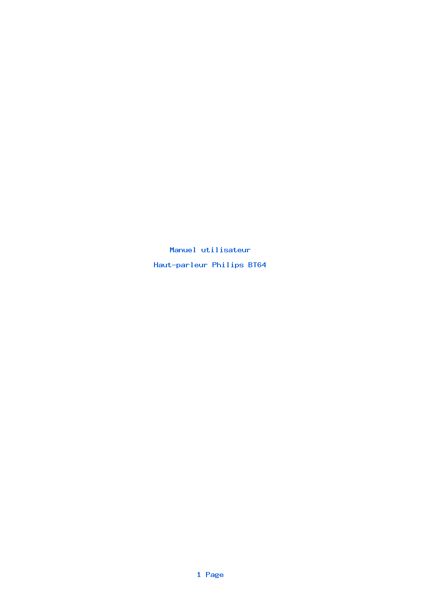 Page 1 de la notice Manuel utilisateur Philips BT64