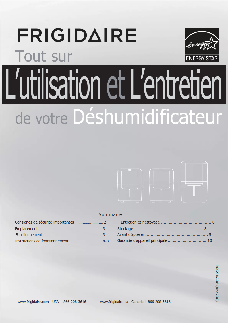 Page 1 de la notice Manuel utilisateur Frigidaire LAD304NUL