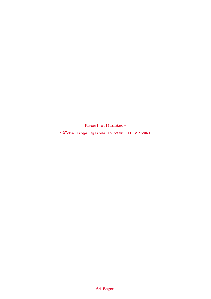 Page 1 de la notice Manuel utilisateur Cylinda TS 2190 ECO V SVART