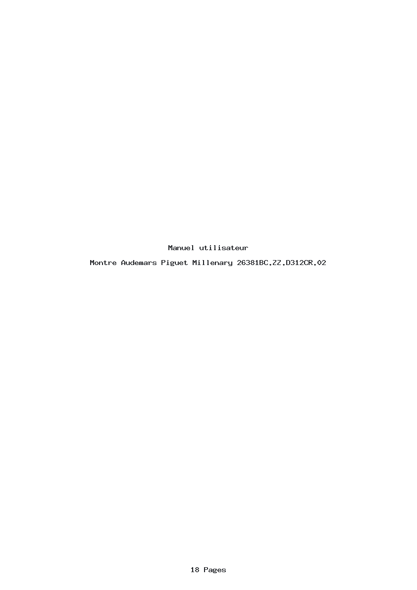 Page 1 de la notice Manuel utilisateur Audemars Piguet Millenary 26381BC.ZZ.D312CR.02