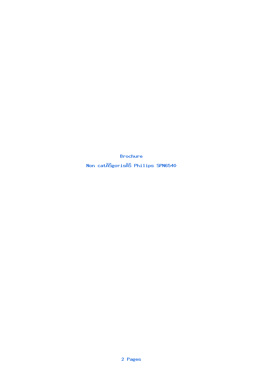 Page 1 de la notice Brochure Philips SPN6540