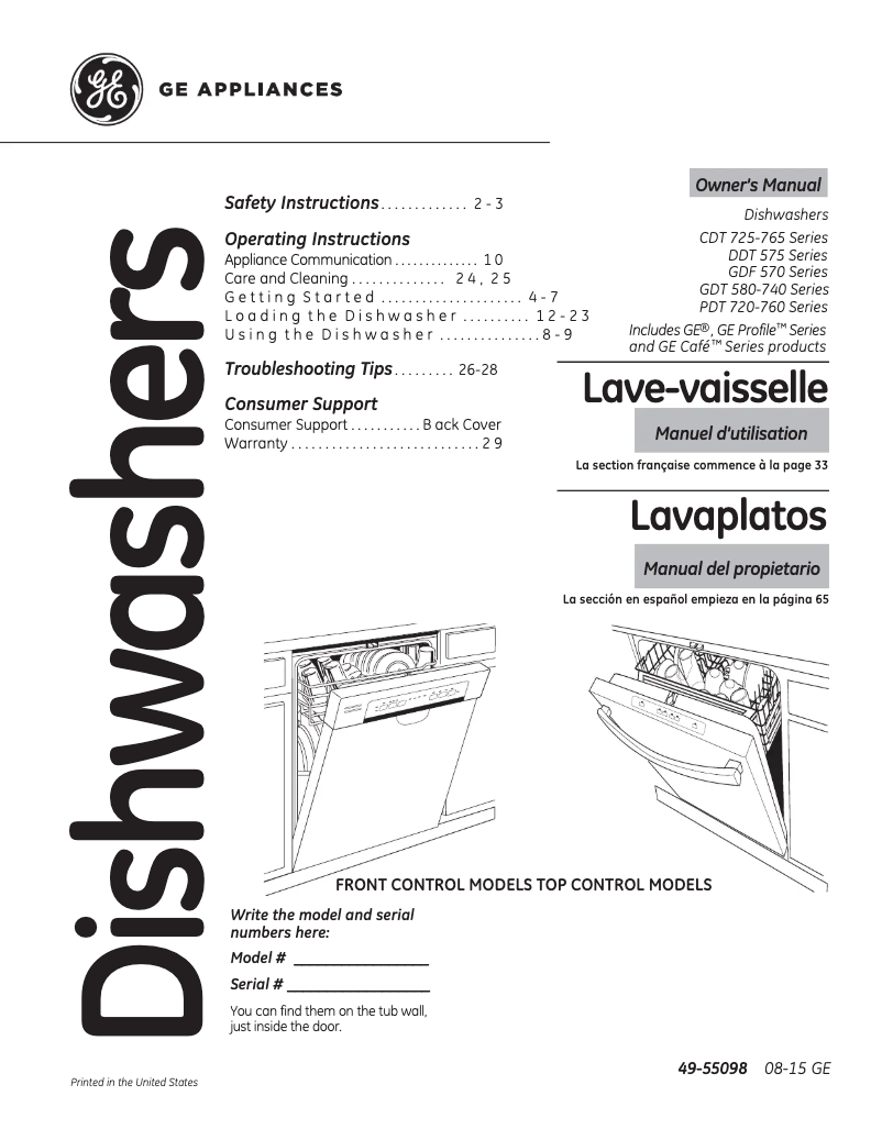 Page 1 of the manual Use and Maintenance Manual GE DDT575SSFSS