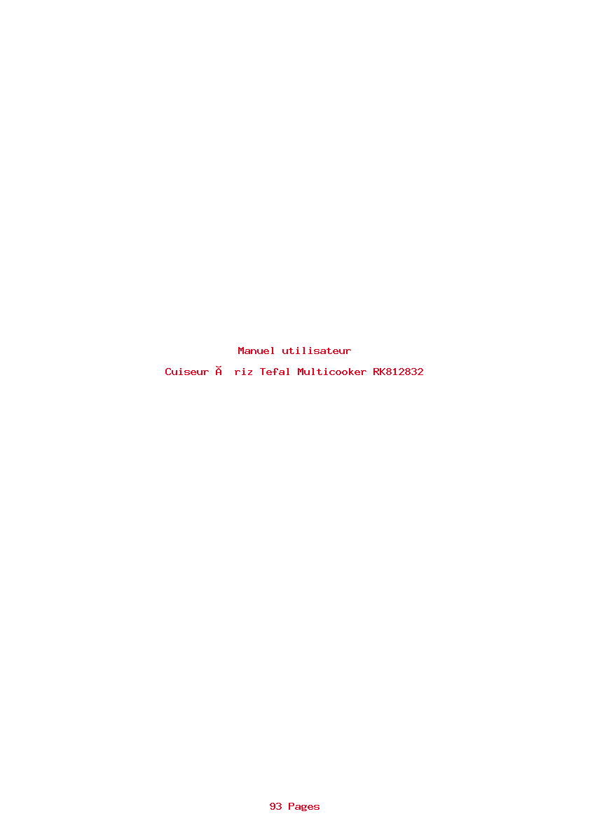 Page 1 de la notice Manuel utilisateur Tefal Multicooker RK812832