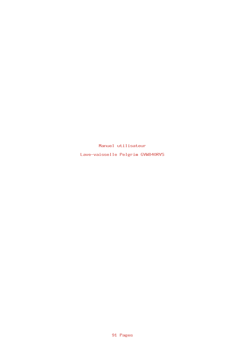 Page 1 de la notice Manuel utilisateur Pelgrim GVW840RVS